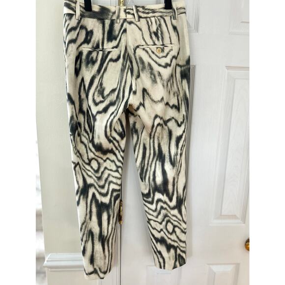 3.1 Phillip Lim Olive Green & Cream Woodgrain Printed Cropped Chino Pant - Picture 3 of 8